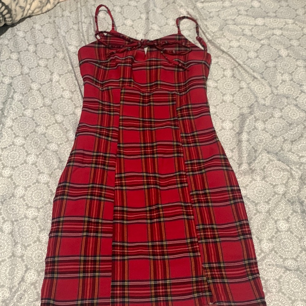 Red and black dress selling for 12 dollars
